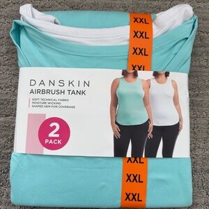 Danskin Airbrush Tank Top 2-Pack - Teal and White